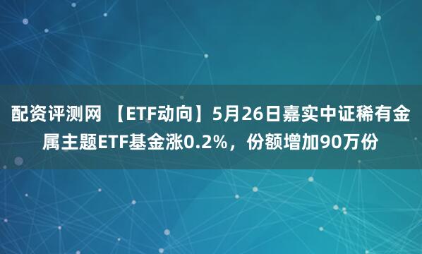 配资评测网 【ETF动向】5月26日嘉实中证稀有金属主题ETF基金涨0.2%，份额增加90万份