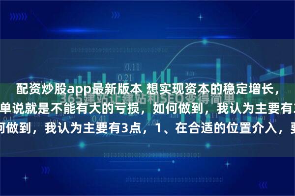 配资炒股app最新版本 想实现资本的稳定增长，首先要规避负向复利。简单说就是不能有大的亏损，如何做到，我认为主要有3点，1、在合适的位置介入，要...
