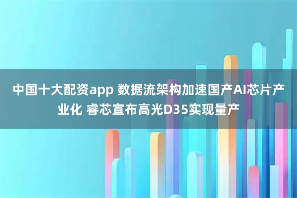 中国十大配资app 数据流架构加速国产AI芯片产业化 睿芯宣布高光D35实现量产